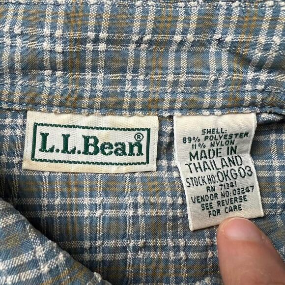 L.L. Bean Men’s Size Large Vintage Button Down Plaid Shirt blue green - Picture 3 of 8